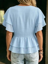 Blusa Elegante de Chiffon con Volantes