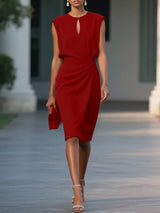 Valentia– Vestido Midi Con Drapeado Lateral