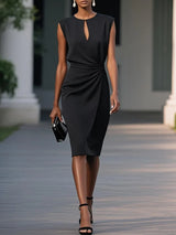 Valentia– Vestido Midi Con Drapeado Lateral