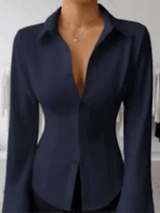 Camisa Casual Ajustada con Botones y Manga Larga